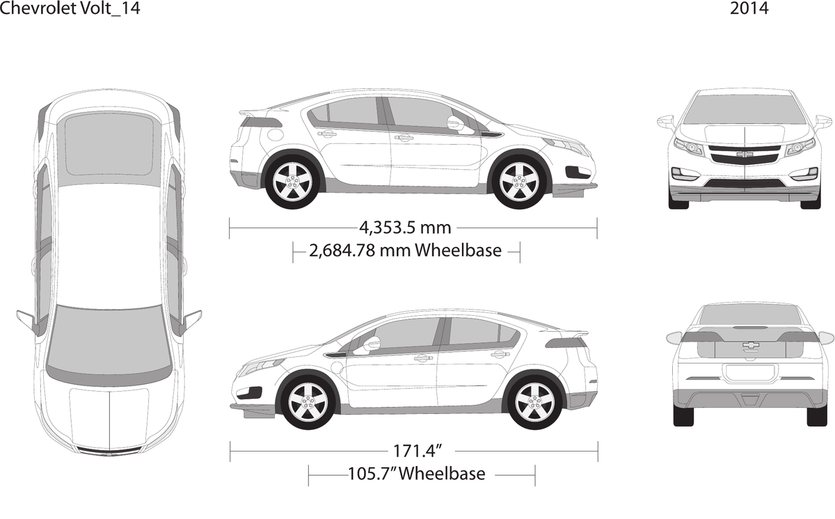 2014 Chevy Volt vector wrap template, Design-Ready PDF - GravBase