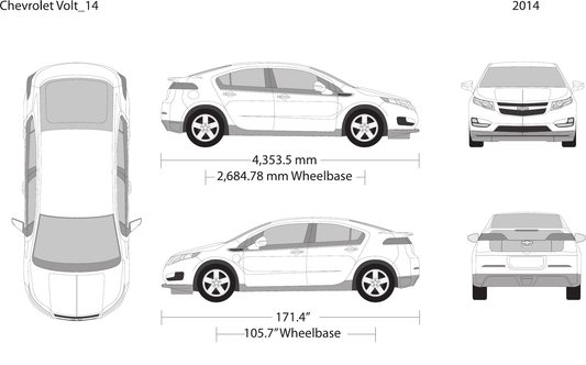 2014 Chevy Volt vector wrap template, Design-Ready PDF - GravBase