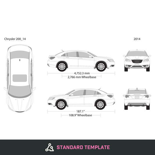 2014 Chrysler 200 vector wrap template, Design-Ready PDF - GravBase