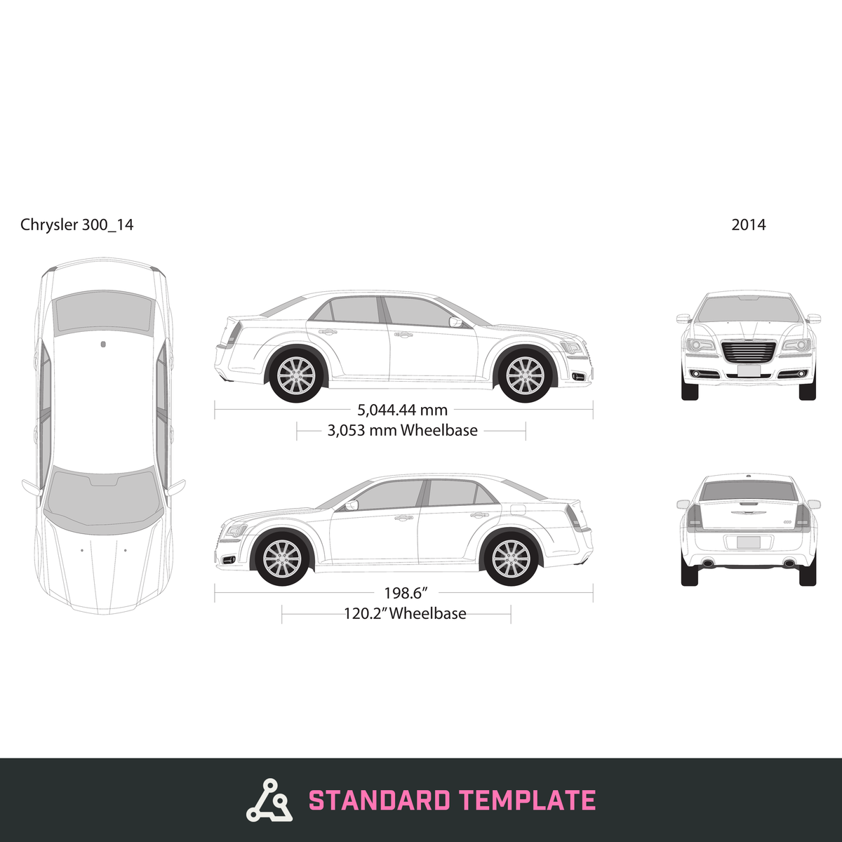 2014 Chrysler 300 vector wrap template, Design-Ready PDF - GravBase