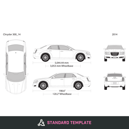 2014 Chrysler 300 vector wrap template, Design-Ready PDF - GravBase