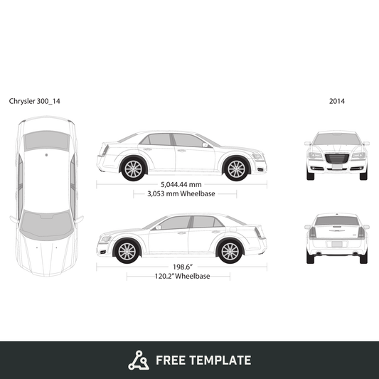 2014 Chrysler 300 free vector vehicle wrap template - GravBase