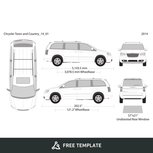2014 Chrysler Town And Country free vector vehicle wrap template - GravBase