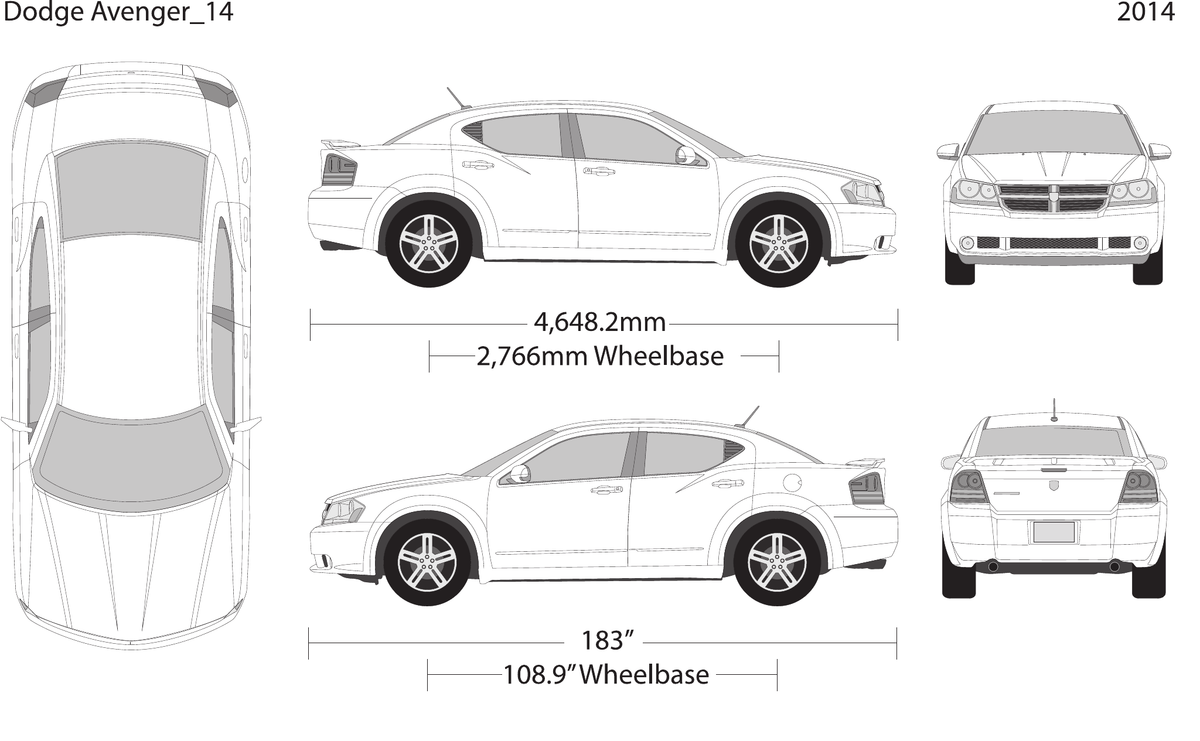 2014 Dodge Avenger vector wrap template, Design-Ready PDF - GravBase