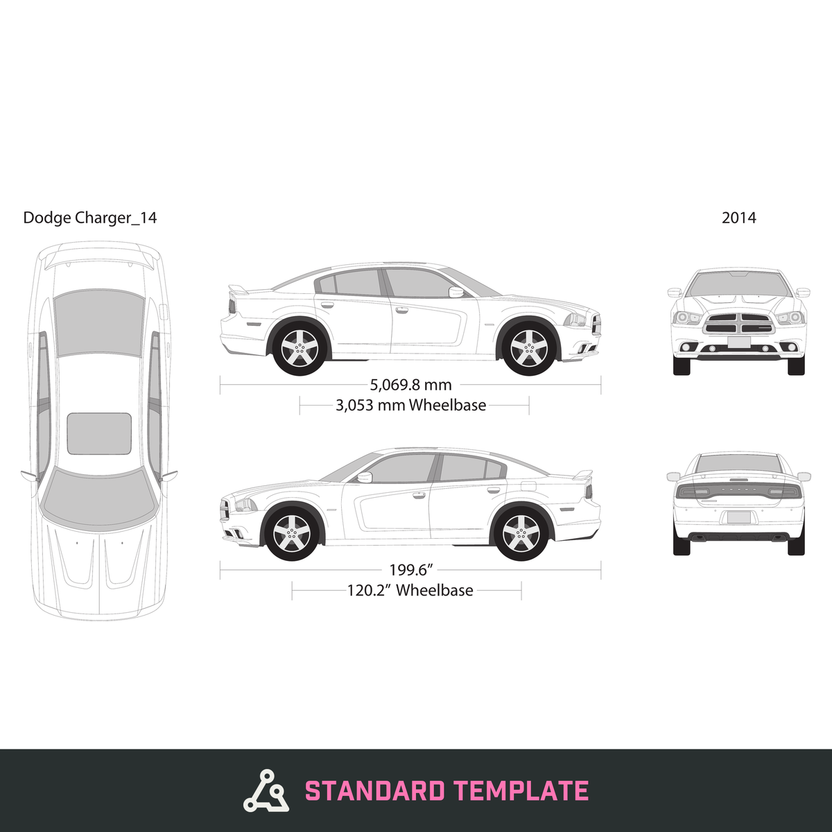 2014 Dodge Charger vector wrap template, Design-Ready PDF - GravBase