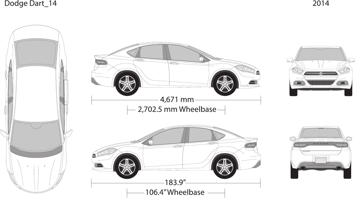 2014 Dodge Dart vector wrap template, Design-Ready PDF - GravBase