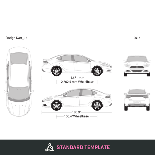 2014 Dodge Dart vector wrap template, Design-Ready PDF - GravBase