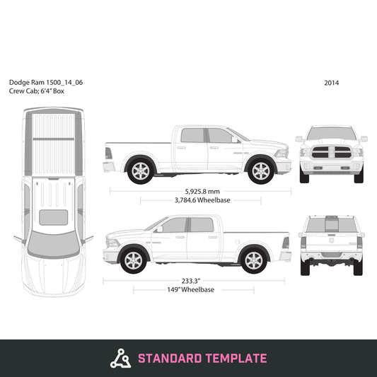 2014 Dodge Ram 1500 vector wrap template V06, Design-Ready PDF - GravBase