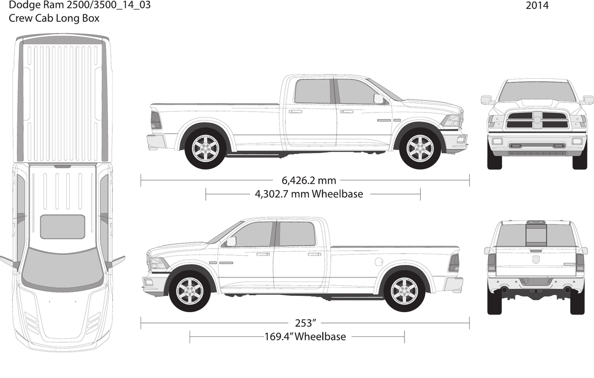 2014 Dodge Ram 2500_3500 vector wrap template V03, Design-Ready PDF - GravBase
