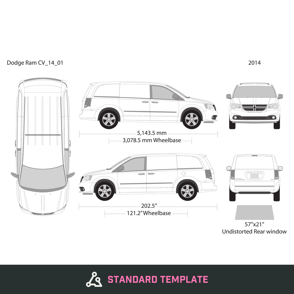 2014 Dodge Ram CV vector wrap template, Design-Ready PDF - GravBase