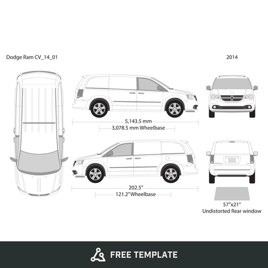 2014 Dodge Ram CV free vector vehicle wrap template - GravBase