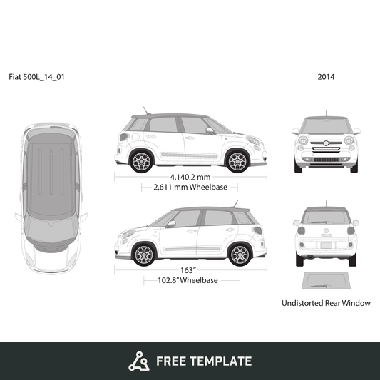 2014 Fiat 500L free vector vehicle wrap template - GravBase
