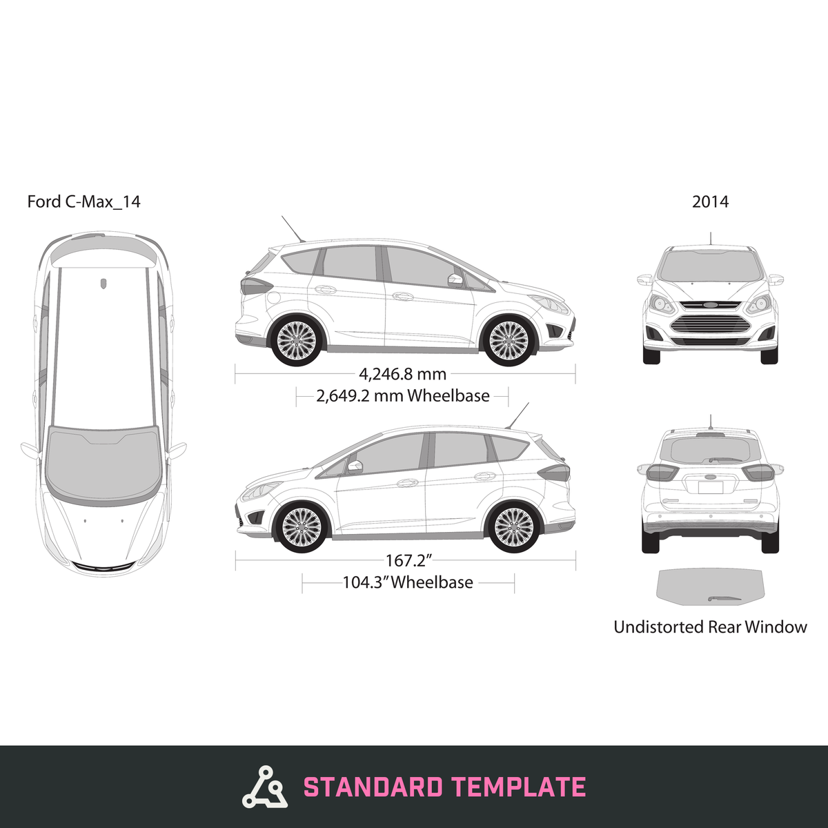 2014 Ford C-Max vector wrap template, Design-Ready PDF - GravBase