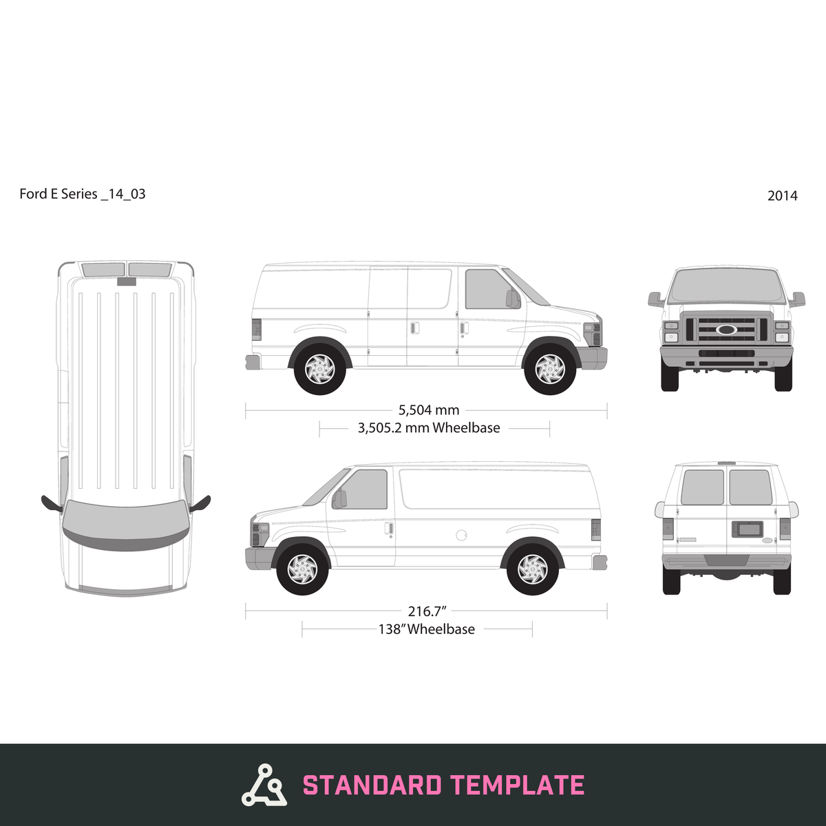 2014 Ford E Series vector wrap template V03, Design-Ready PDF - GravBase
