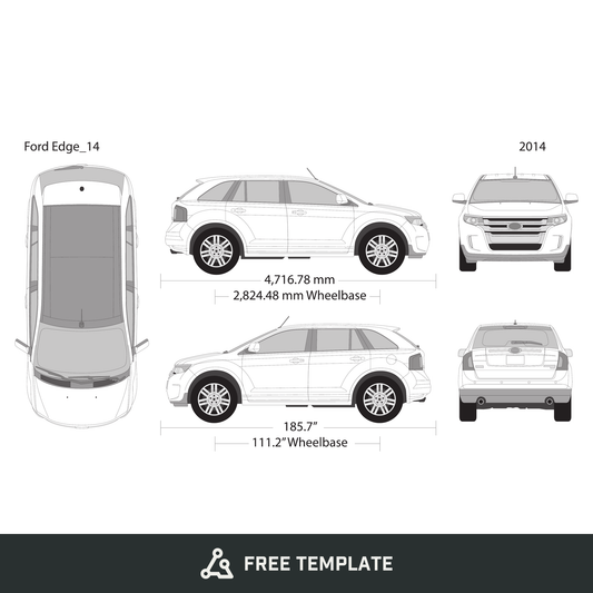 2014 Ford Edge free vector vehicle wrap template - GravBase