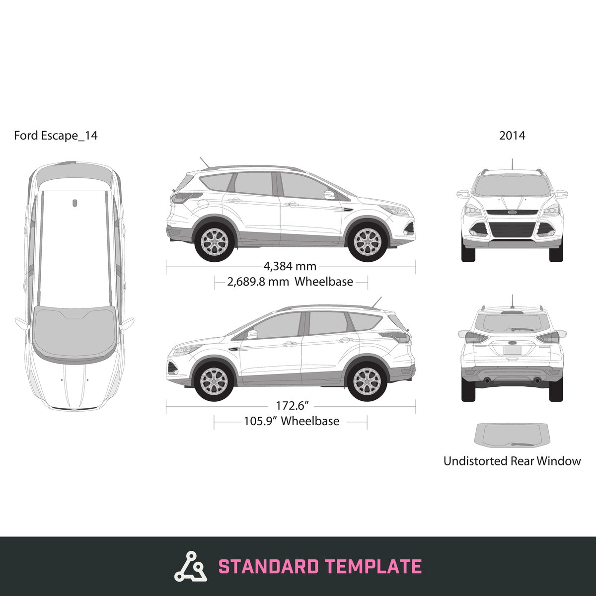 2014 Ford Escape vector wrap template, Design-Ready PDF - GravBase