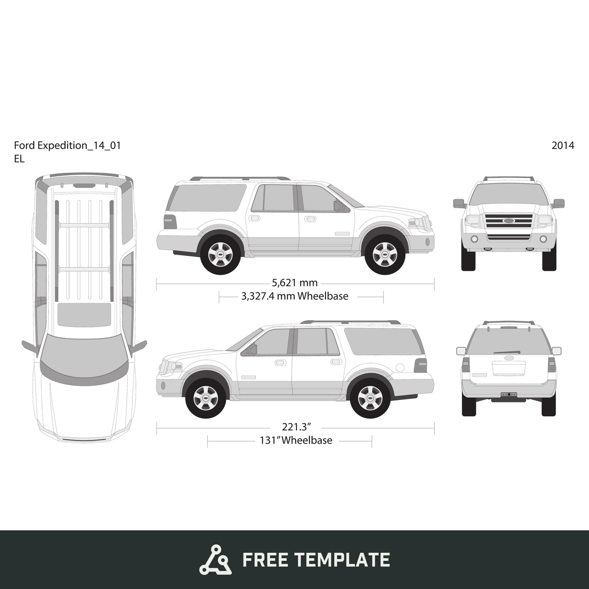 2014 Ford Expedition free vector vehicle wrap template - GravBase