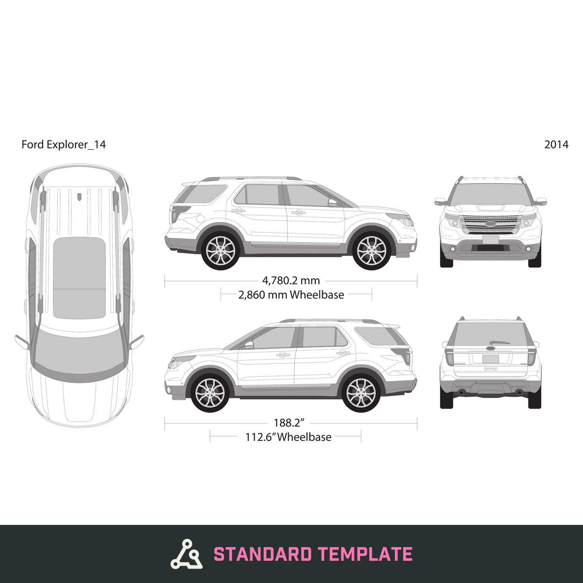 2014 Ford Explorer vector wrap template, Design-Ready PDF - GravBase