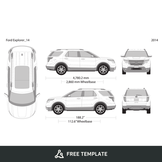 2014 Ford Explorer free vector vehicle wrap template - GravBase