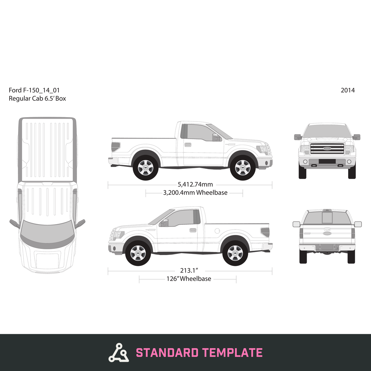 2014 Ford F-150 vector wrap template V01, Design-Ready PDF - GravBase