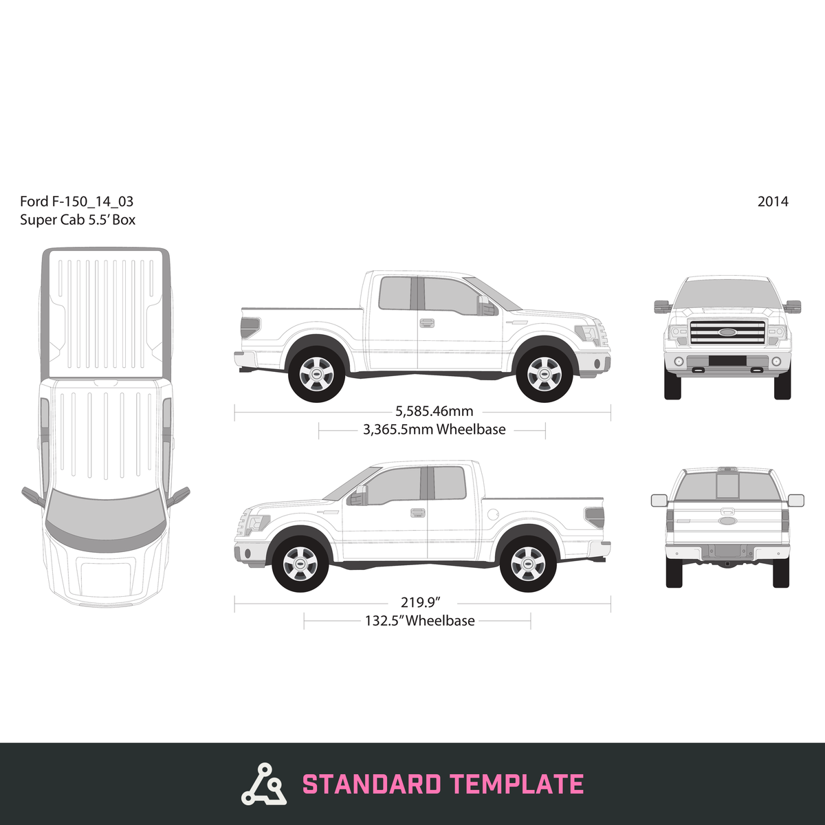 2014 Ford F-150 vector wrap template V03, Design-Ready PDF - GravBase