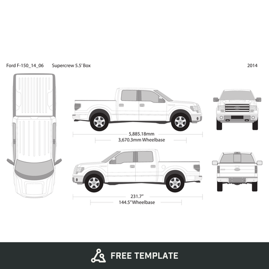 2014 Ford F-150 free vector vehicle wrap template - GravBase
