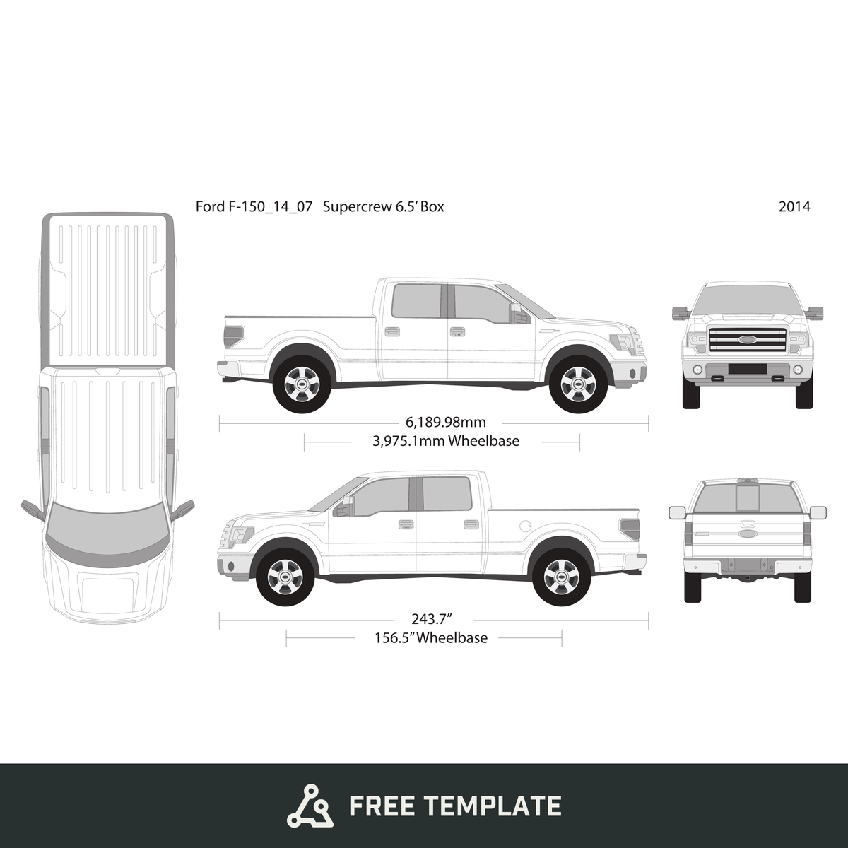 2014 Ford F-150 free vector vehicle wrap template - GravBase