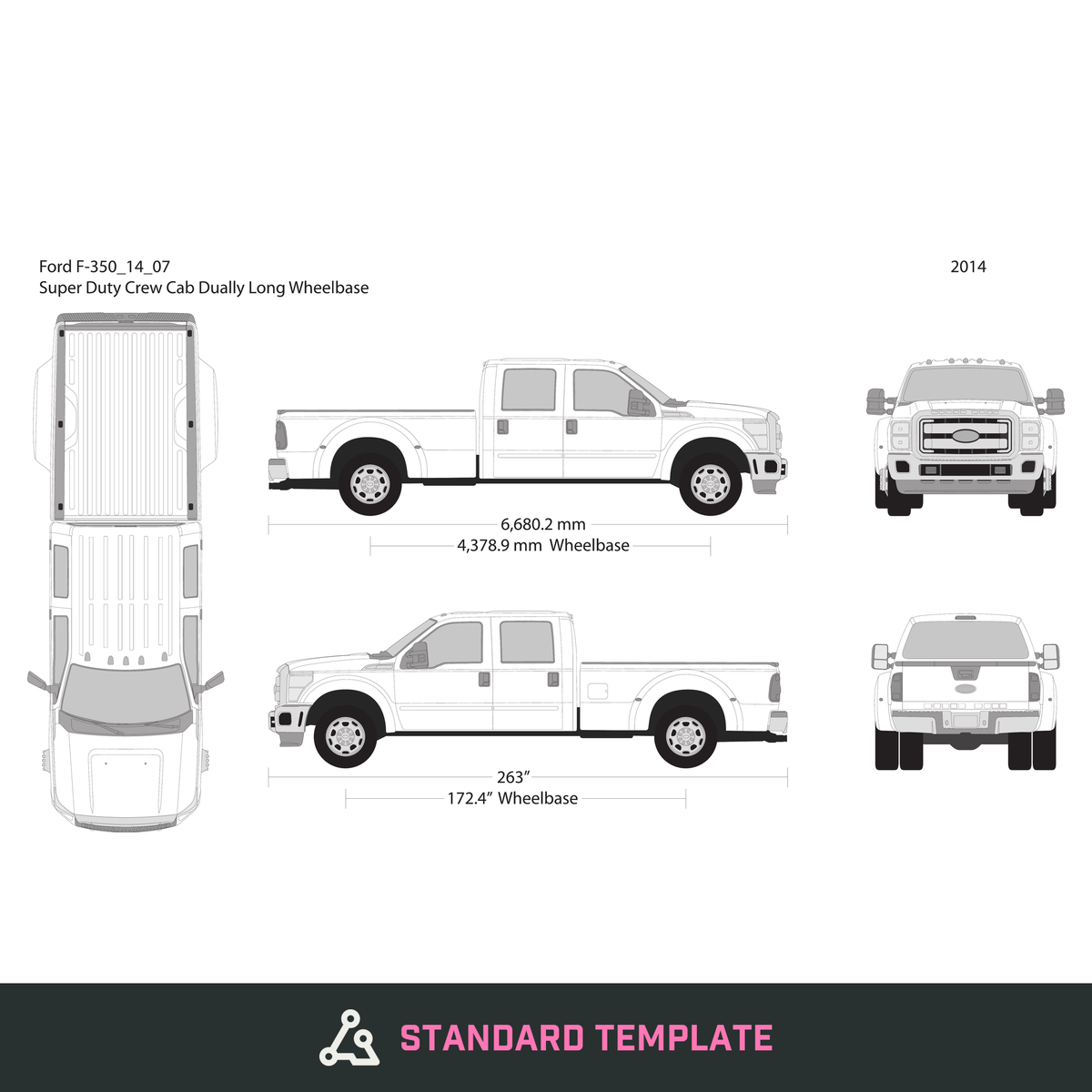 2014 Ford F-350 vector wrap template V07, Design-Ready PDF - GravBase
