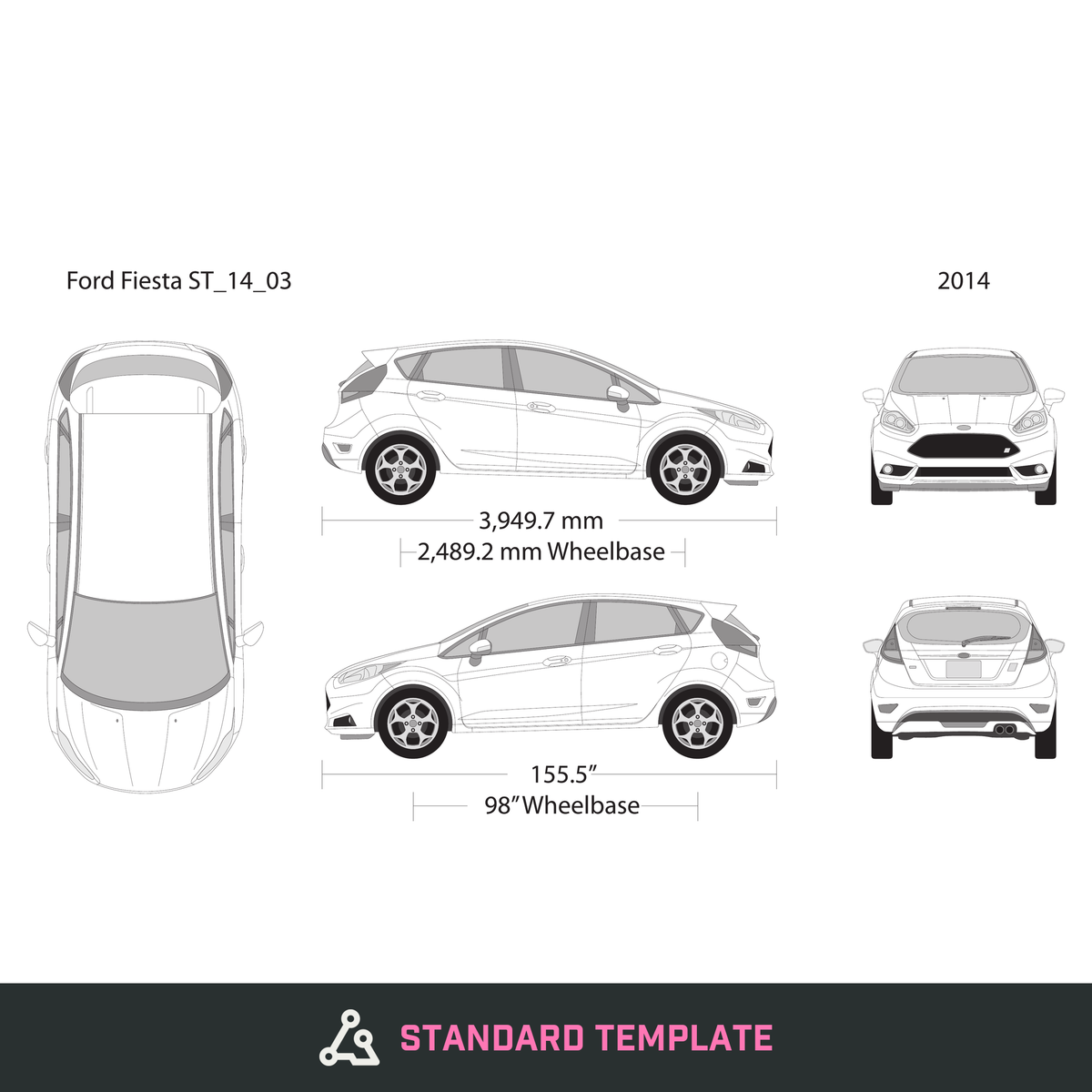 2014 Ford Fiesta vector wrap template, Design-Ready PDF - GravBase