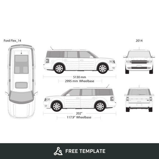 2014 Ford Flex free vector vehicle wrap template - GravBase