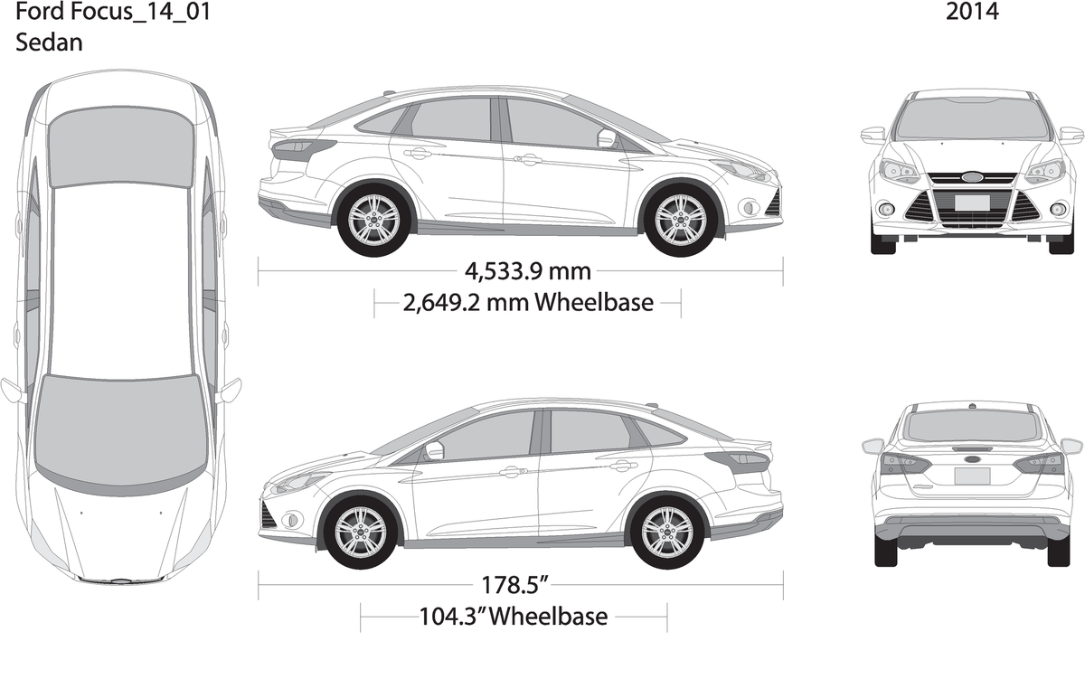 2014 Ford Focus V01 Vehicle Wrap Template