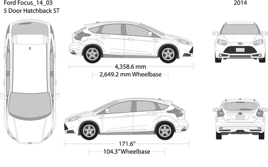 2014 Ford Focus V03 Vehicle Wrap Template