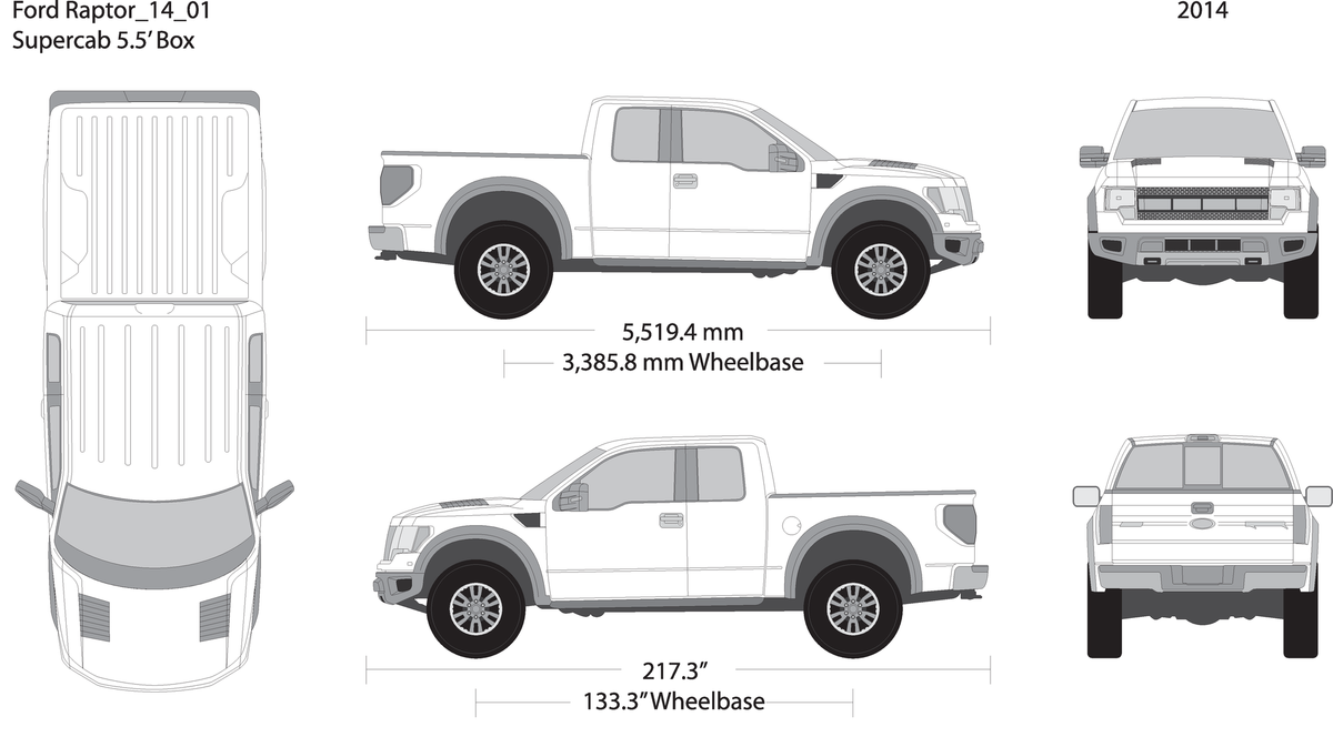 2014 Ford Raptor V01 Vehicle Wrap Template