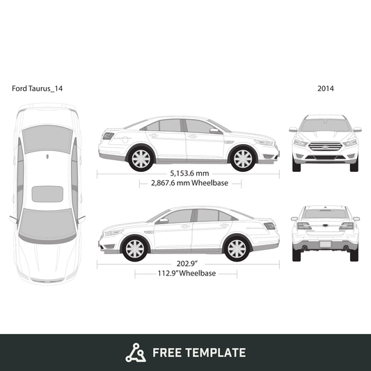 2014 Ford Taurus free vector vehicle wrap template - GravBase
