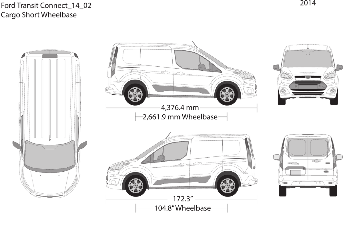 2014 Ford Transit Connect Vector Wrap Template - GravBase
