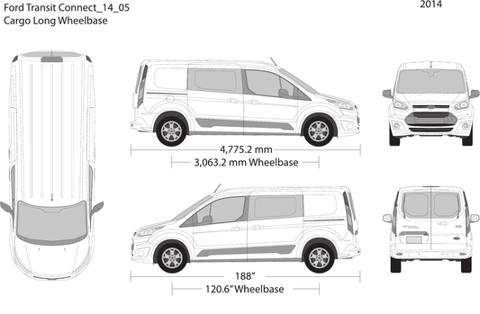 2014 Ford Transit Connect Vector Wrap Template - GravBase