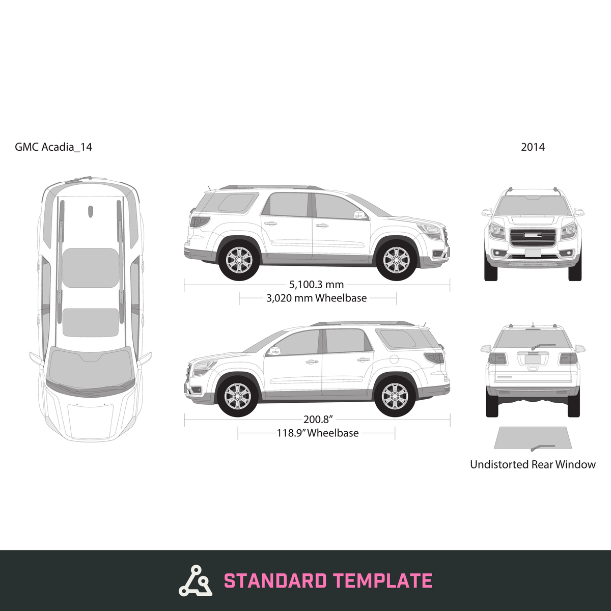 2014 GMC Acadia vector wrap template, Design-Ready PDF - GravBase