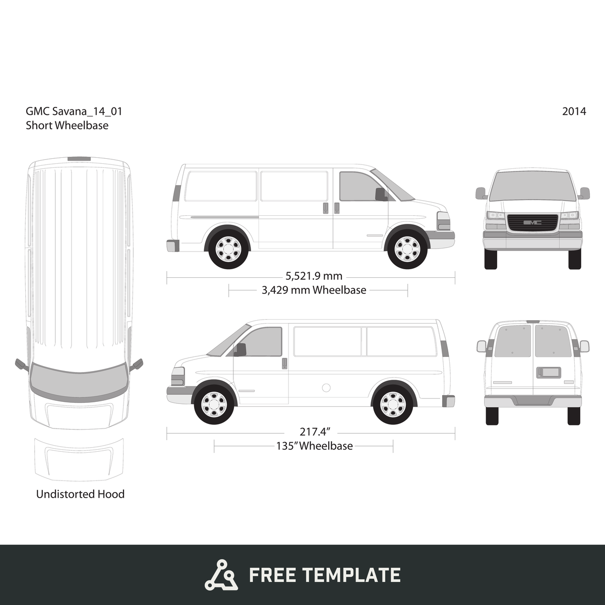 2014 GMC Savana free vector vehicle wrap template - GravBase