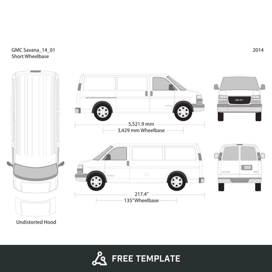 2014 GMC Savana free vector vehicle wrap template - GravBase