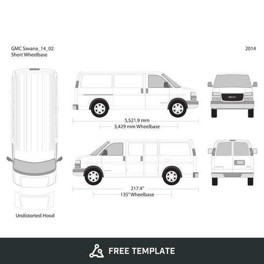 2014 GMC Savana free vector vehicle wrap template - GravBase