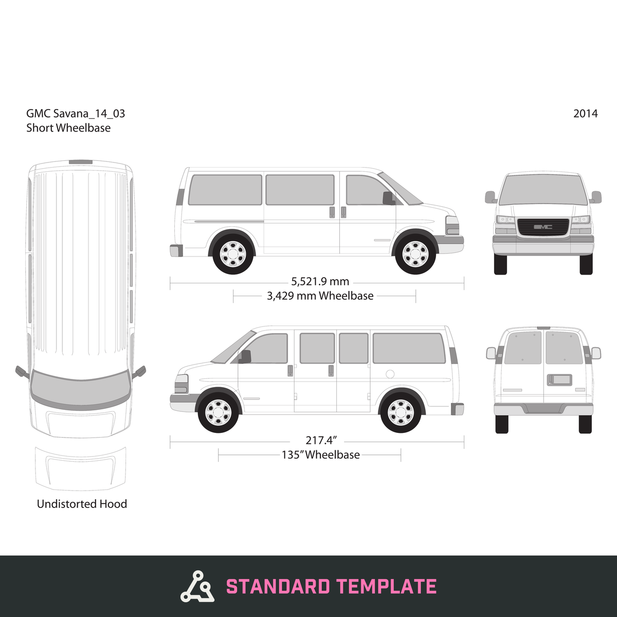 2014 GMC Savana vector wrap template V03, Design-Ready PDF - GravBase