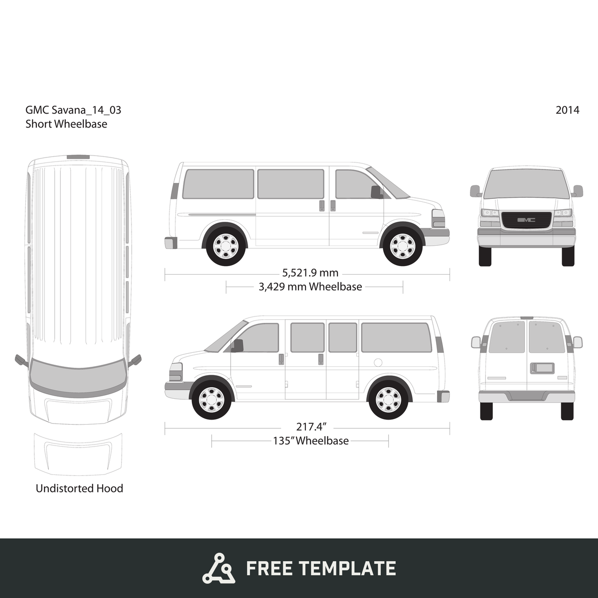 2014 GMC Savana free vector vehicle wrap template - GravBase