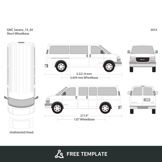 2014 GMC Savana free vector vehicle wrap template - GravBase