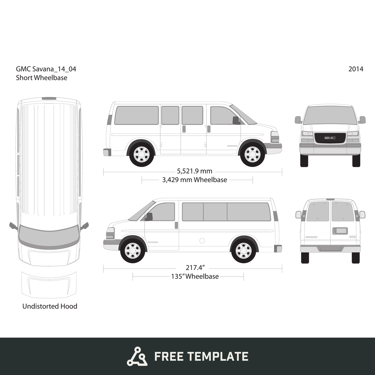 2014 GMC Savana free vector vehicle wrap template - GravBase