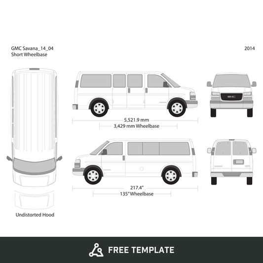 2014 GMC Savana free vector vehicle wrap template - GravBase