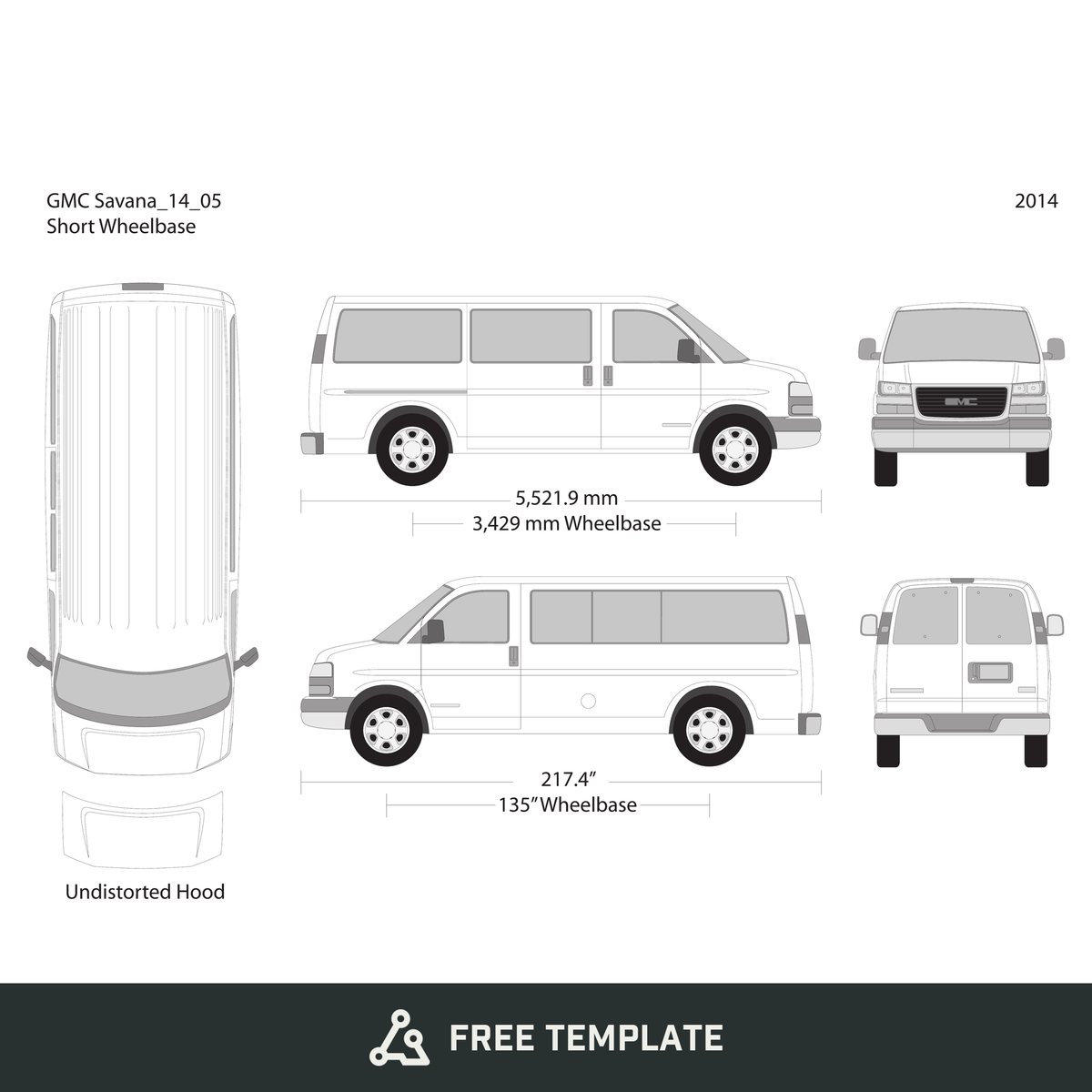 2014 GMC Savana free vector vehicle wrap template - GravBase