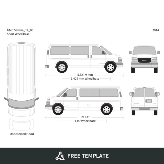 2014 GMC Savana free vector vehicle wrap template - GravBase