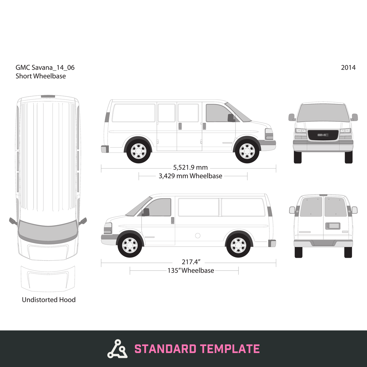 2014 GMC Savana vector wrap template V06, Design-Ready PDF - GravBase
