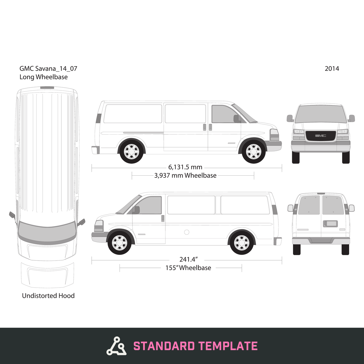 2014 GMC Savana vector wrap template V07, Design-Ready PDF - GravBase