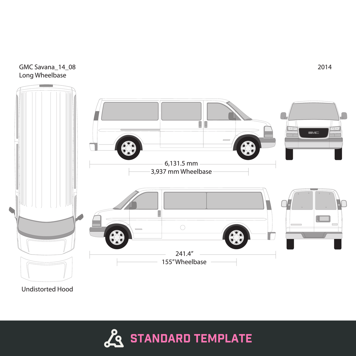 2014 GMC Savana vector wrap template V08, Design-Ready PDF - GravBase